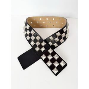 Streets Ahead Studded Leather Roger Belt Black Silver XS